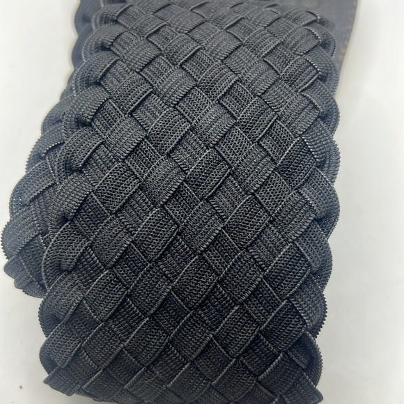 VTG Chico leather braid elastic black belt with enamel buckle size M statement - Picture 10 of 15